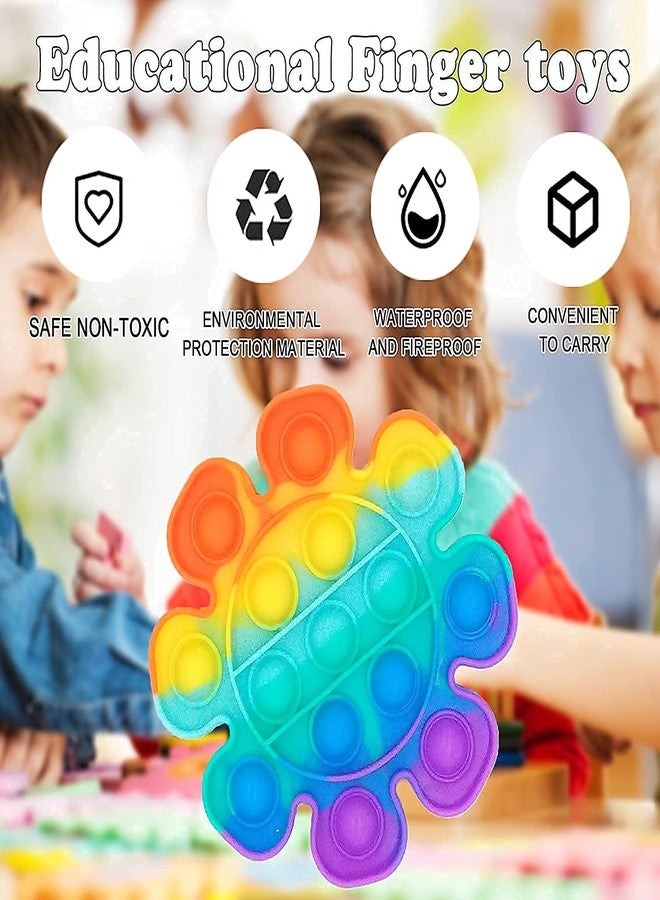WOTOFY لعبة WOTOFY Pop it الحسية، لعبة سيليكون لفرقعة الفقاعات، لتخفيف القلق والتوتر، مواد تعليمية للأطفال والمراهقين والبالغين (زهرة قوس قزح) - Image 3